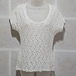 Deb White Floral Eyelet Cut Top